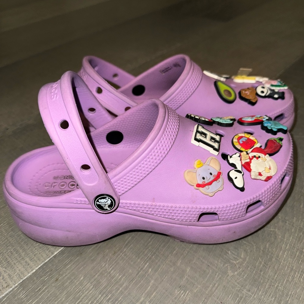 Crocs Lilac Platform Classics Clogs With Jibbits … - image 1